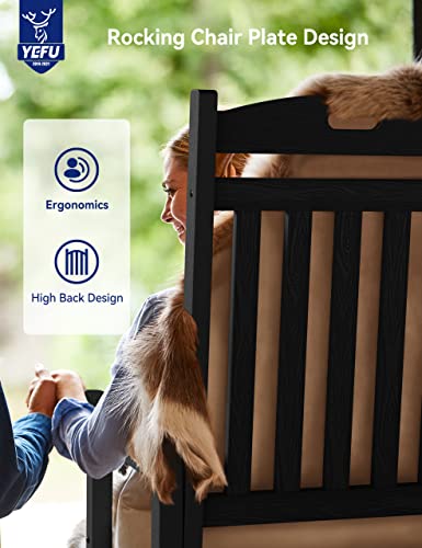 YEFU Outdoor Rocking Chair Set of 4 Heavy Duty Black