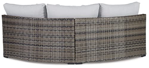 Signature Design by Ashley Harbor Court Outdoor Armless Curved Loveseat with Cushion Dark Brown & Light Gray