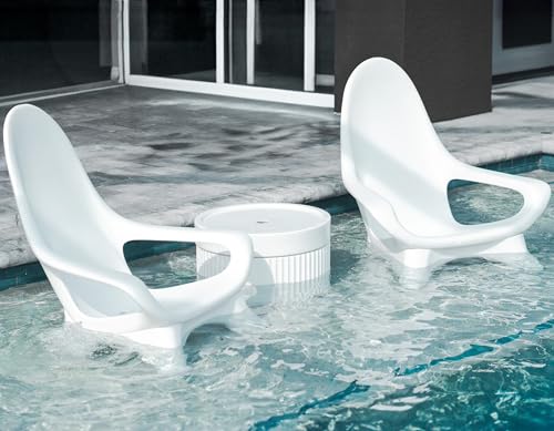 REZVANI FURNITURE STUDIO Tenjam Woosah Chair Set of Two Pool Lounge Chairs White Granite