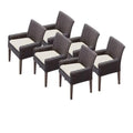 TK Classics TKC Venice Wicker Patio Arm Dining Chairs Set of 6 Beige