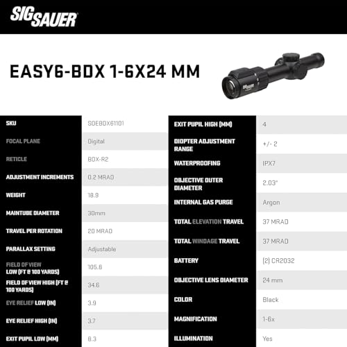 Sig Sauer Easy6-BDX 1-6x24mm LPVO Scope Black