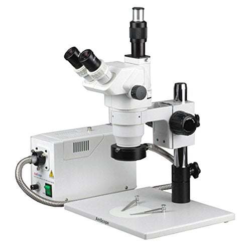 AmScope Professional Trinocular Stereo Zoom Microscope with Fiber-Optic Ring Light