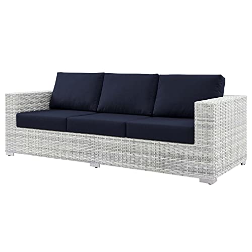 America Luxury - Outdoor Lounge Sectional Sofa Chair Set, Rattan Wicker, Modern, Blue