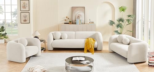 Meridian Furniture Emory Collection Art Deco Loveseat Cream