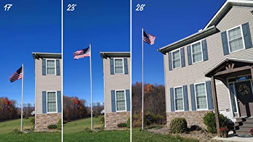 Telepole Manufacturing Inc 7000-T8 Aluminum 28' Sectional Flagpole with 440 LED Solar Light Silver