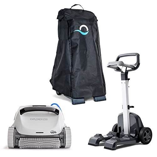 Dolphin Explorer E50 Wi-Fi Robotic Pool Vacuum Cleaner with Caddy & Cover White