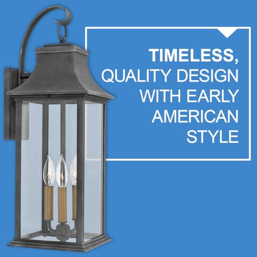 Hinkley Adair Large Wall Mount Lantern 3-Light Heritage Series Aged Zinc