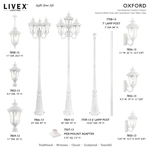 Livex Traditional Three Light Outdoor Post Mount Oxford Collection White