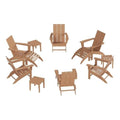 Costaelm Palms 12-Piece Modern Poly Folding Adirondack Chair Set with Ottoman and Side Table