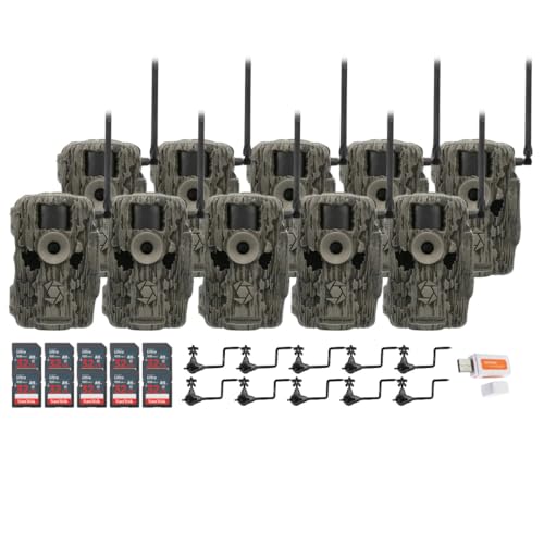 Stealth Cam 36MP Fusion Max Cellular Trail Camera Bundle with Camera Holder, 32GB Memory Card, and Card Reader 10-Pack
