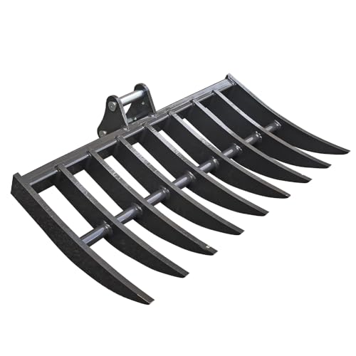 Wallemac Land Clearing Root Rake 36" for CAT Mini Excavator Dark Grey