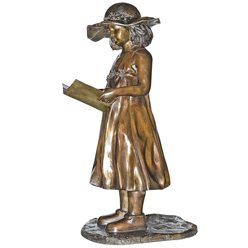 DESIGN TOSCANO Beulah's Sundress Little Girl Reading Cast Bronze Garden Statue Bronze