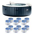 Intex PureSpa Plus 6-Person Portable Inflatable Hot Tub with Filter Cartridges Blue