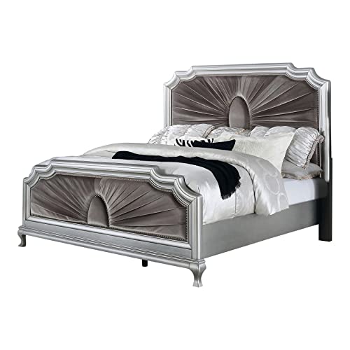 ioHOMES Bargoyne Glam Wood Bedroom Set 3-Piece Silver/Warm Gray
