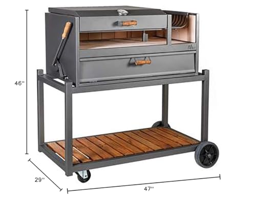 Ñuke Delta02 Authentic Argentinian-Style Outdoor Cooking Charcoal Gaucho Santa Maria Grill 40 Inch Black