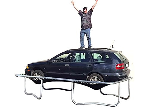 Galactic Xtreme Gymnastic Rectangle Trampoline with Safety Net 10x17 Ft Black and Green