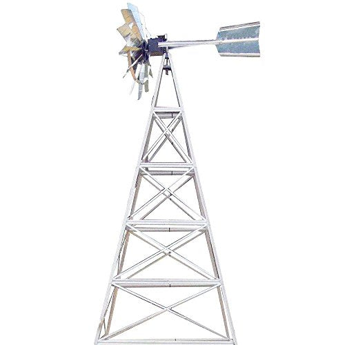 Outdoor Water Solutions 20-Feet Galvanized 4-Legged Aeration System Windmill Silver Galvanized