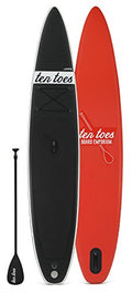 Ten Toes Board Emporium Jetsetter Inflatable Stand Up Paddle Board Bundle Black/Red