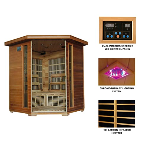 Blue Wave Radiant Saunas BSA1320 Whistler Cedar Infrared Sauna 3-4 Person
