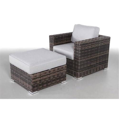 Living Source International Wicker Rattan Armchair and Ottoman Espresso
