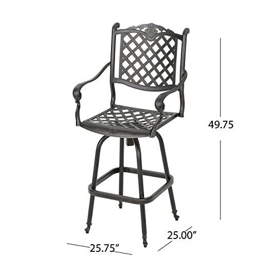 Christopher Knight Home Arlana Outdoor Cast Aluminum Bar Set 3-Pcs Shiny Copper Finish