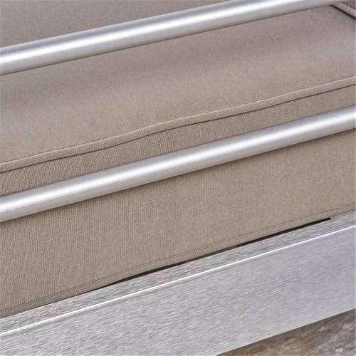 Noble House Cape Coral 4-Seater Aluminum Loveseat and Ottoman Set Silver/Kahki