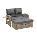 Greemotion Bahia Tobago Patio Daybed Loveseat Sofa with Storage Ottoman and Adjustable Cushions Brown and Dark Gray