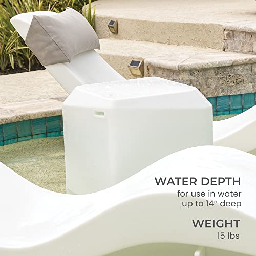 Aqua Chairs Aqua Outdoors in-Pool DEEP Ledge Chaise Set with Headrest Pillows and Table White Granite