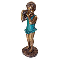 Design Toscano Shell Sounds Standing Girl Garden Statue Two Tone Bronze & Verdigris
