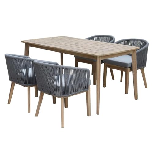Pemberly Row 7-Piece Modern Acacia Wood Dining Set Gray