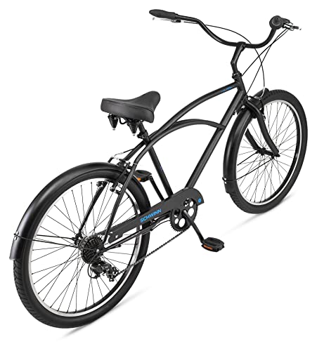 Schwinn Huron Adult Beach Cruiser Bike 26-Inch 7-Speed Black