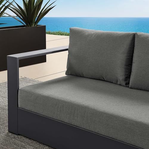 Modway Tahoe Aluminum Modular Outdoor Patio Couch with Weather-Resistant Cushions Gray Charcoal