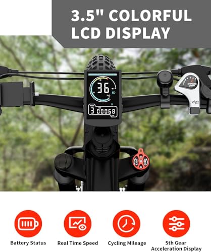 Luckeep 1200W Electric Mountain Bike with Lock, 26" Fat Tire, 48V Battery