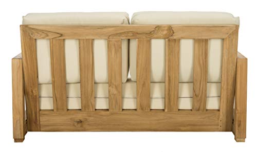 Safavieh Couture Montford Wood Loveseat Natural Teak/Beige