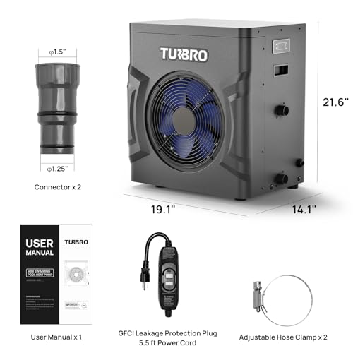 TURBRO Manatee M20 Swimming Pool Heat Pump 20,000 BTU Black