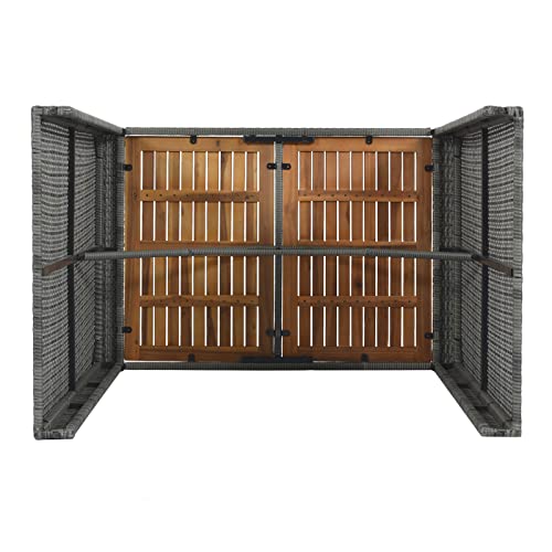 EPOFIT 5-Piece Wicker Outdoor Bar Set with 4 Cushioned Stools & Acacia Wood Table Grey