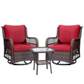 IDEALHOUSE 2024 Patio Furniture Bistro Set 3-Piece Swivel Rocking Wicker Chairs Red