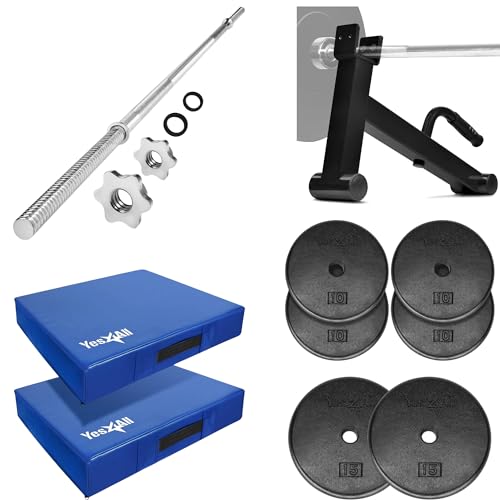 Yes4All Combo Barbell - Deadlift Jack - Silence Drop Pad - Weight Plate Blue