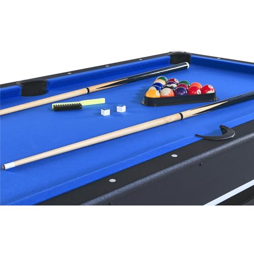 Voohek 6ft Billiard Table with Table Tennis Top and Accessories Black+Blue