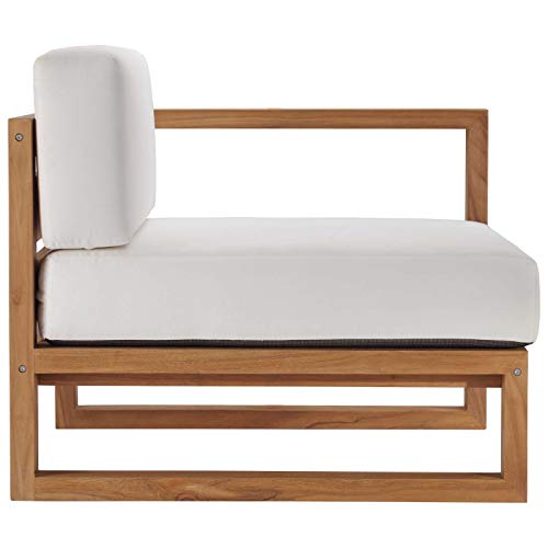 Modway Upland Patio Teak Wood 2-Piece Sectional Sofa Loveseat Natural White