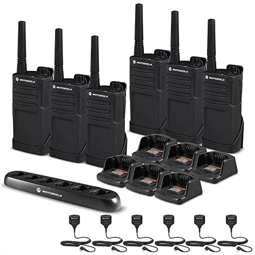 Motorola Solutions 6 x RMM2050 On-Site 2-Way Radio Bundle with Charger & Remote Speaker Mics Black