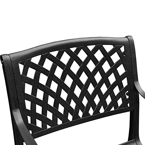 Oakland Living Modern Ornate Outdoor Mesh Aluminum 59-in Round Patio Dining Set with Six Chairs Black