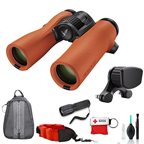 SWAROVSKI OPTIK 10x32 NL Pure Binoculars Kit with FRP Forehead Rest, Backpack Green, Burnt Orange