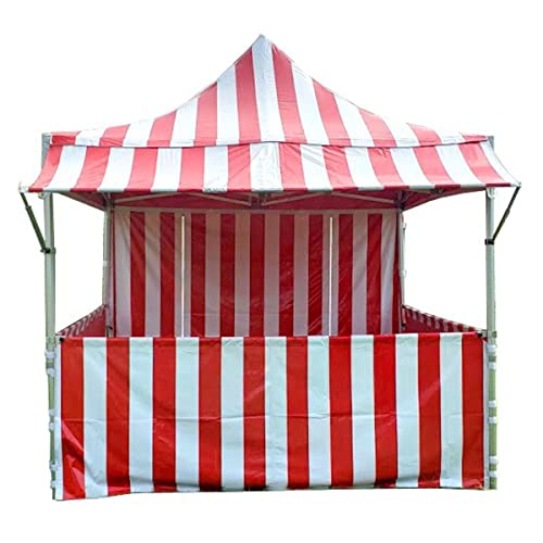 TentandTable Instant Carnival Outdoor Canopy Pop Up Tent with Side Walls 10x10 Red Striped Red
