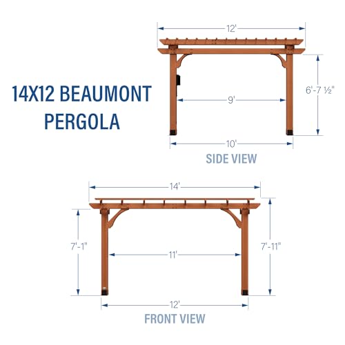 Backyard Discovery Beaumont 14' x 12' Cedar Wood Pergola Kit Light Brown