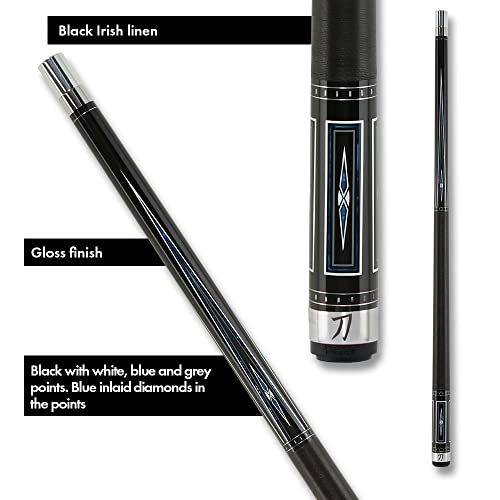 KATANA KAT16 Pool Cue Black with Blue & Grey Inlays 18oz
