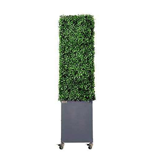 AGPL Artificial Boxwood Hedge with Stainless Steel Planter Green 48"W x 12"D x 51"H