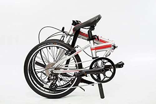 ZiZZO Liberte Lightweight Aluminum Folding Bicycle Silver/Red