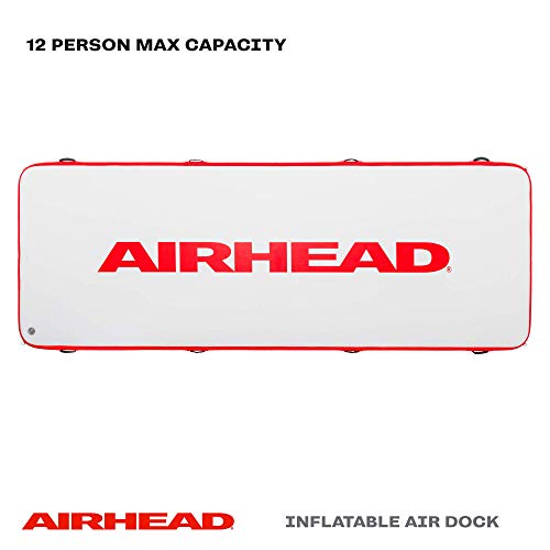 AIRHEAD Air Dock Watermat Inflatable | Holds Over 2000 Pounds, 12 Person | White / Red