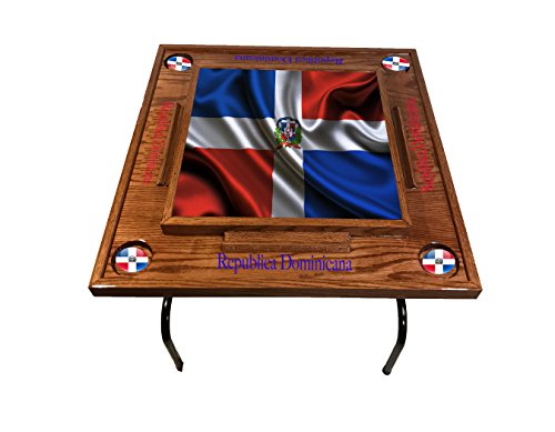 Latinos R Us Dominican Republic Full Flag Domino Table Red Mahogany